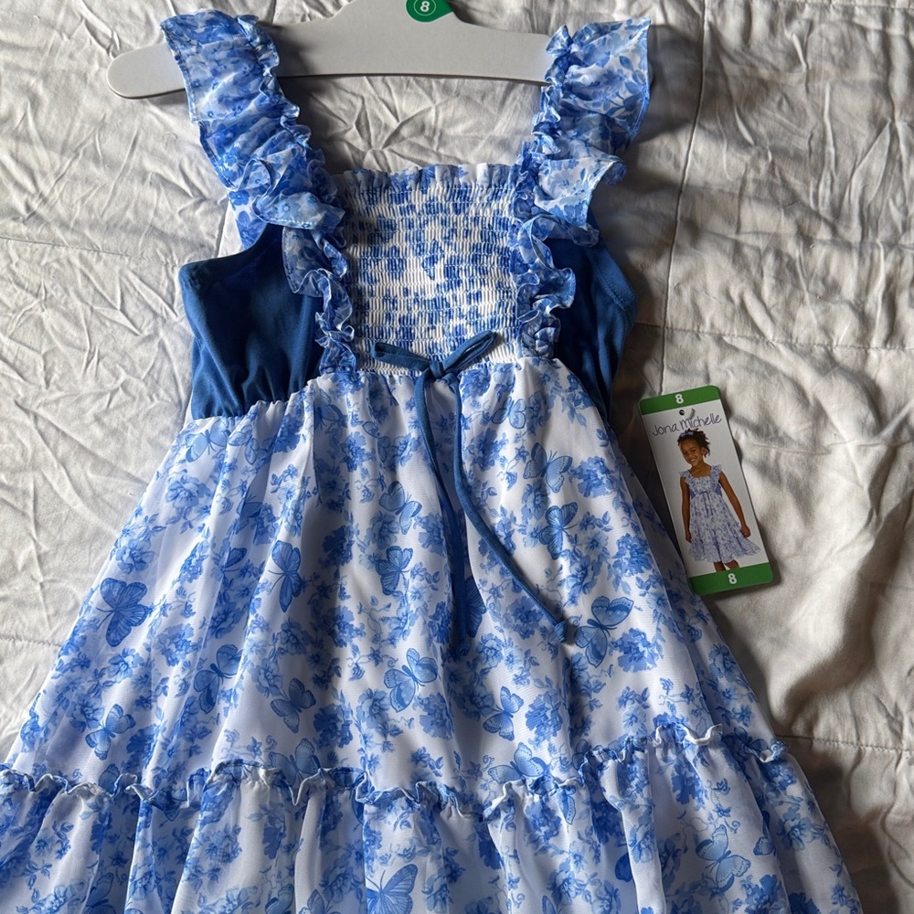 Jona Michelle Blue and White Dress girls 8